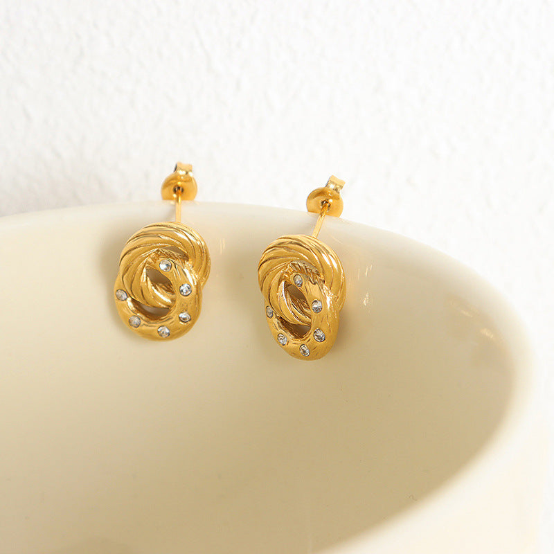 Aurette Crystal Knot Stud Earrings