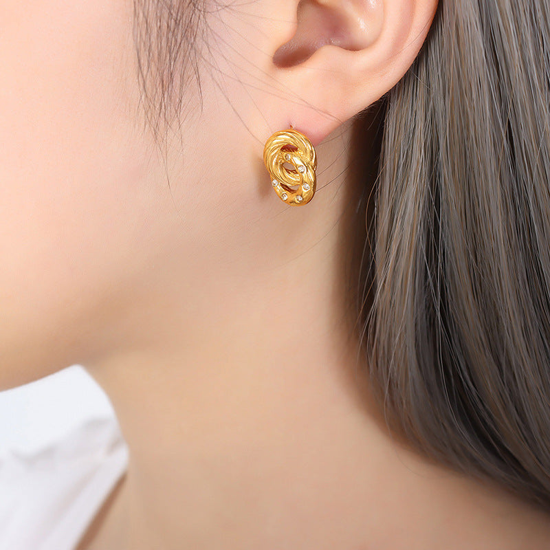 Aurette Crystal Knot Stud Earrings