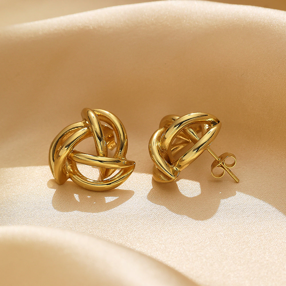 Aurora Knot Gold Stud Earrings