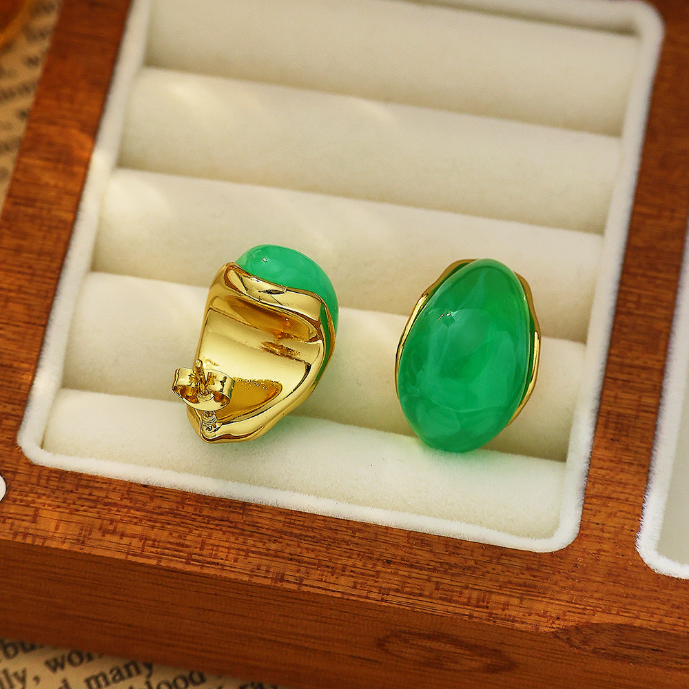 Aurora Stone Drop Stud Earrings