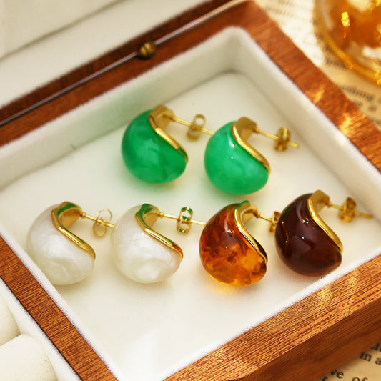 Aurora Stone Drop Stud Earrings
