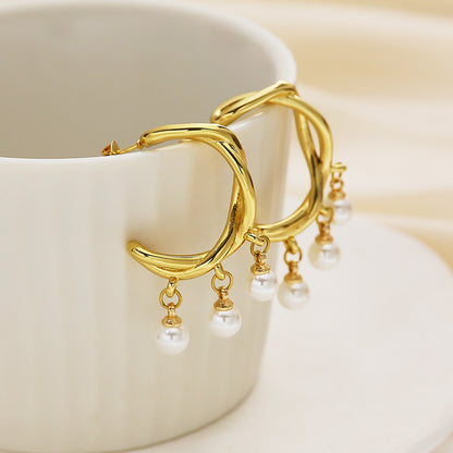 Celeste Pearl Charm Hoop Earrings
