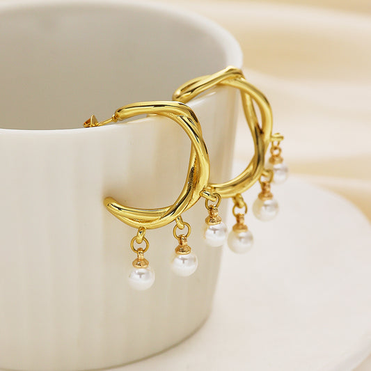 Celeste Pearl Charm Hoop Earrings