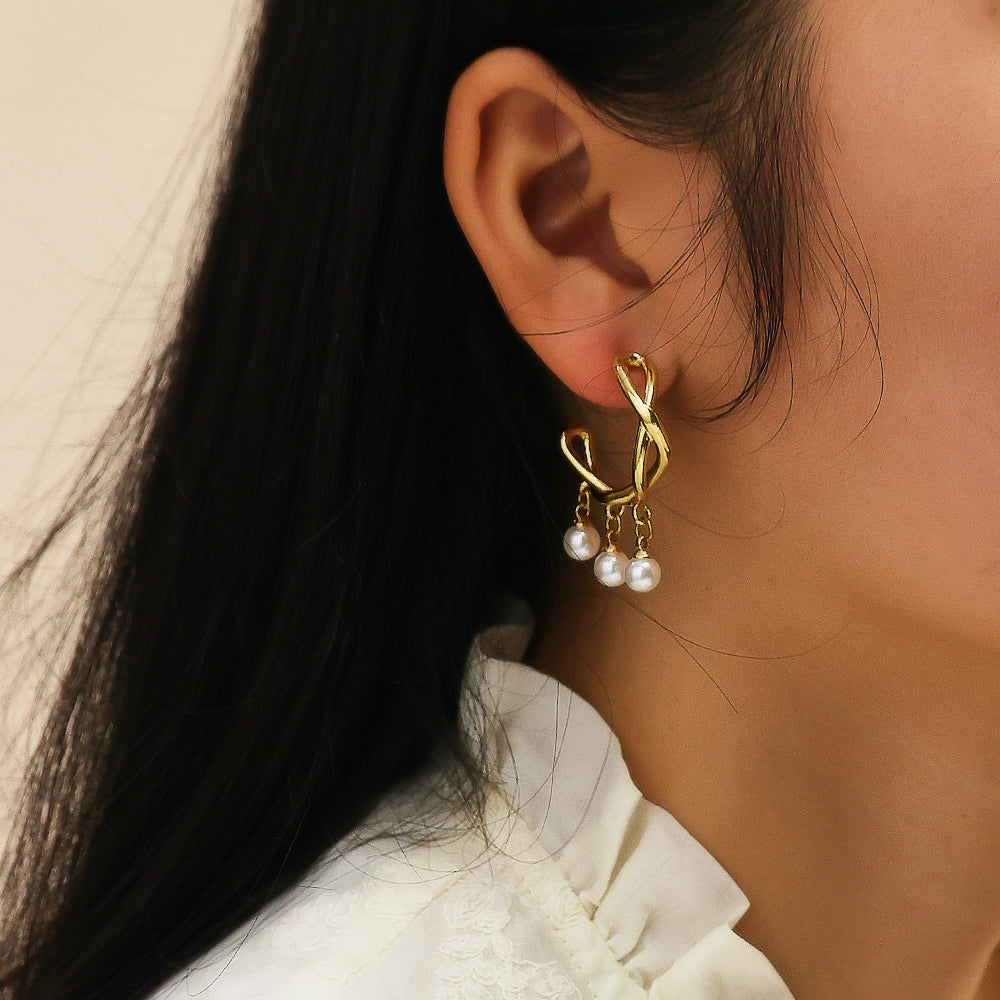 Celeste Pearl Charm Hoop Earrings