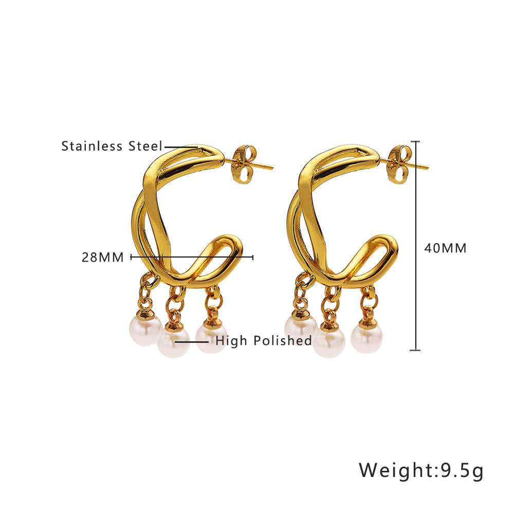 Celeste Pearl Charm Hoop Earrings