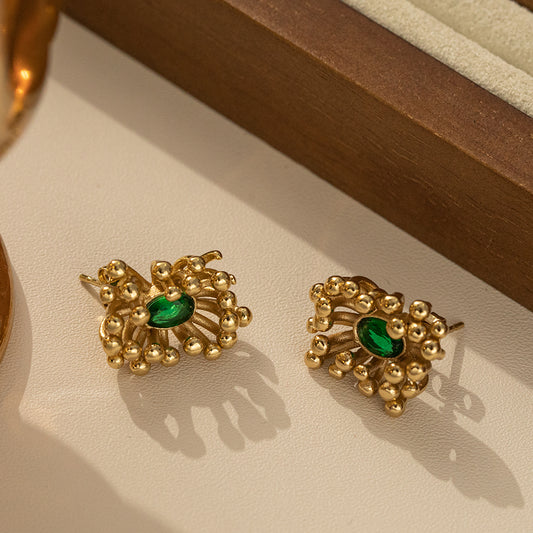 Aurora Emerald Burst Stud Earrings