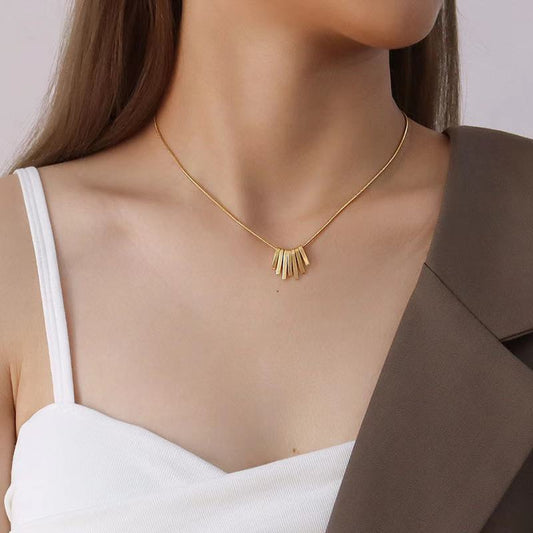 Solara Gold Bar Fringe Necklace