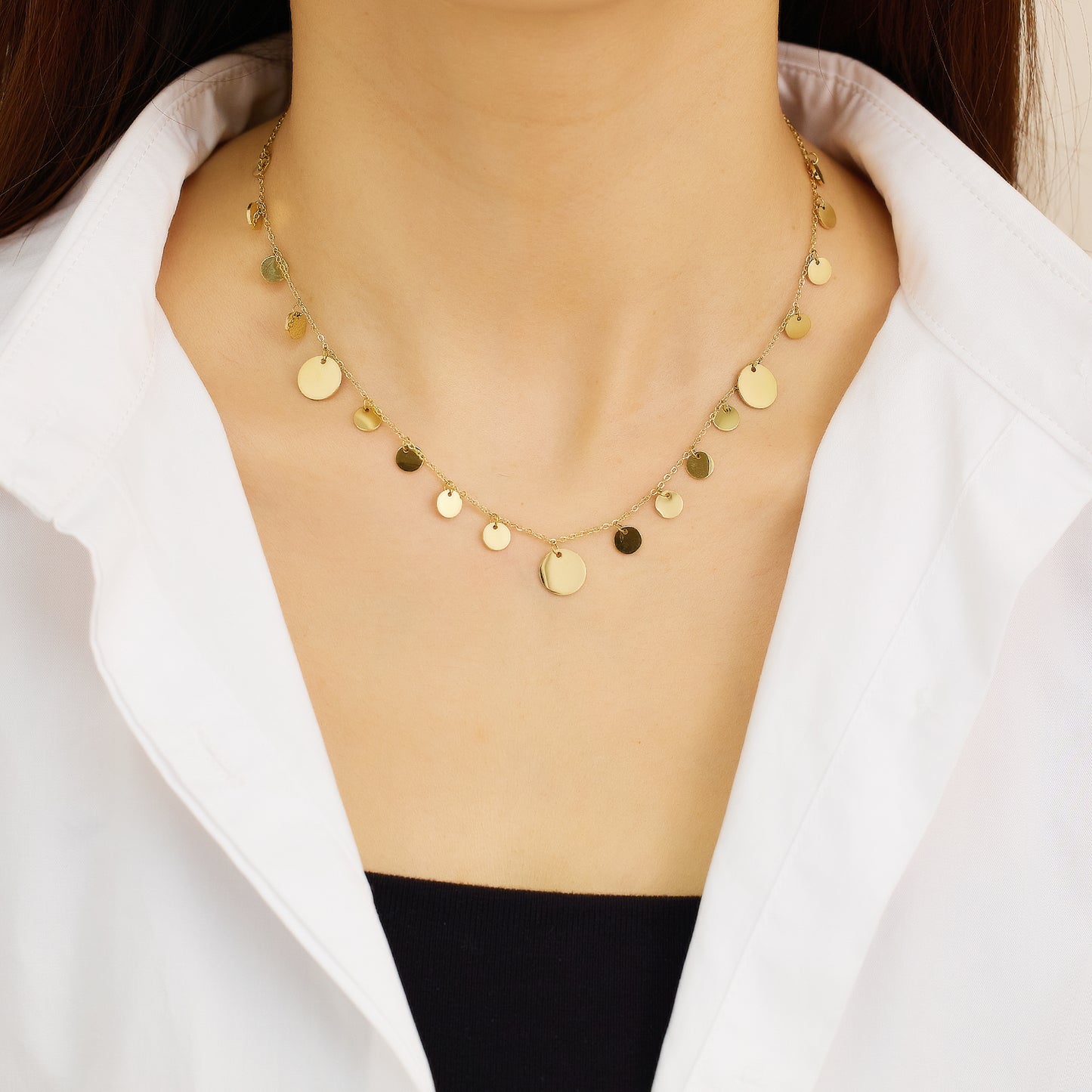 Luna Gold Coin Charm Necklace