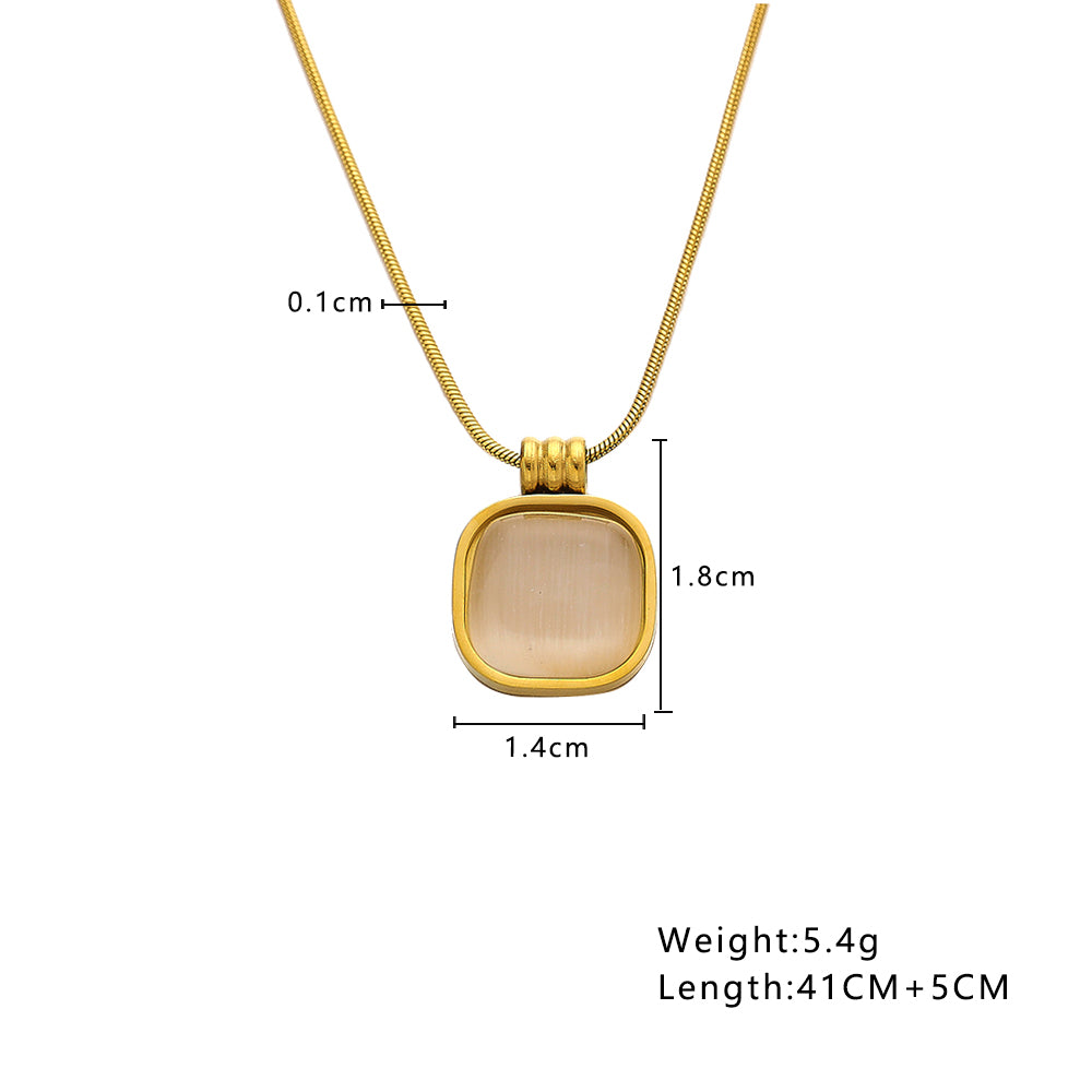 Luna Glow Square Pendant Necklace