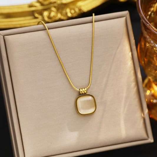 Luna Glow Square Pendant Necklace