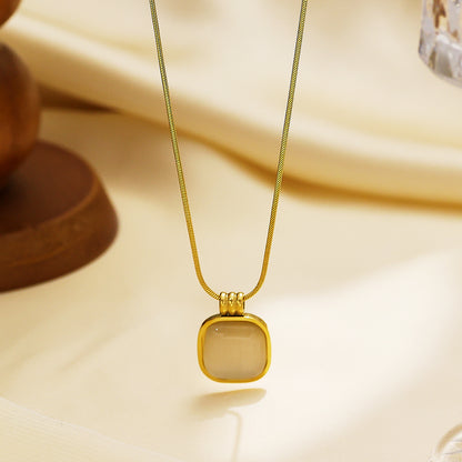 Luna Glow Square Pendant Necklace