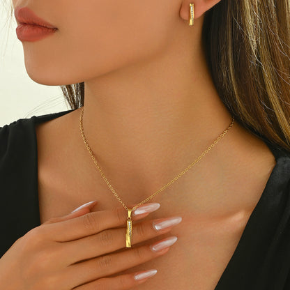 Astra Zircon Bar Pendant Set