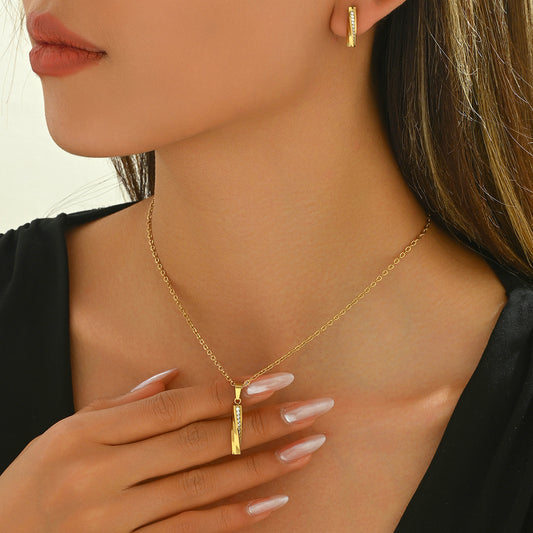 Astra Zircon Bar Pendant Set