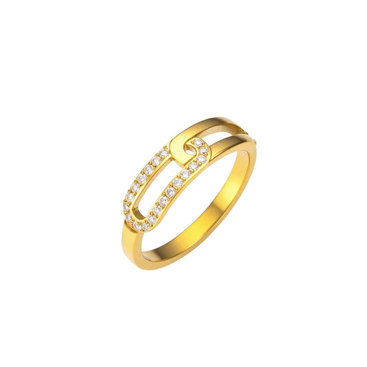 Luna Curve Crystal Ring