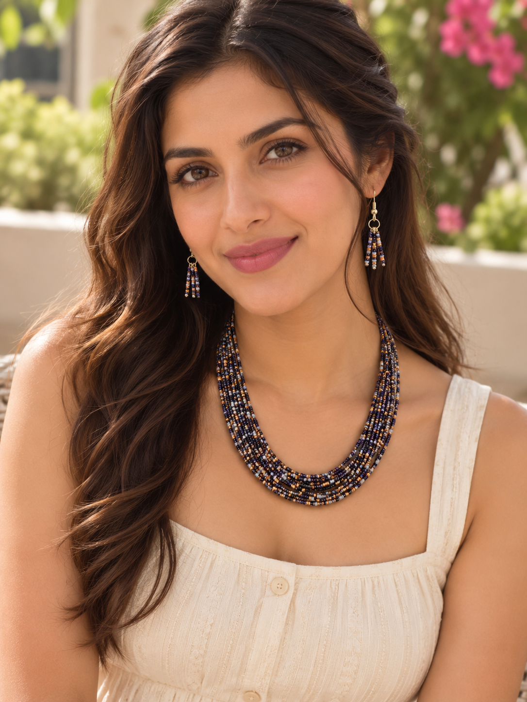 Saanvi Earthblend Layered Beaded Necklace Set
