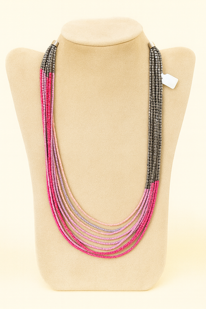 Blush Cascade Multi-Strand Beaded Necklace