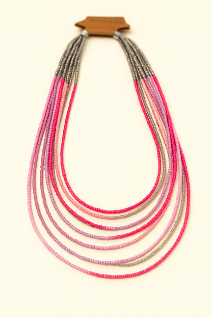 Blush Cascade Multi-Strand Beaded Necklace