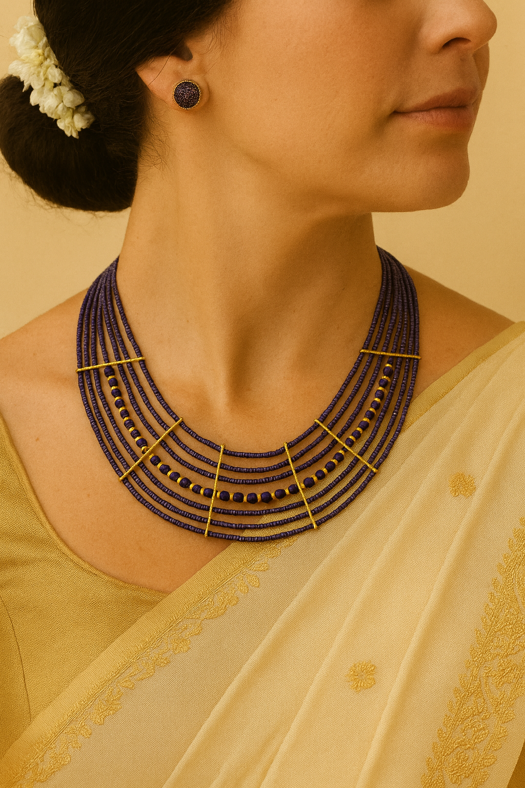 Red & Teal Multi-Strand Beaded Statement Necklace