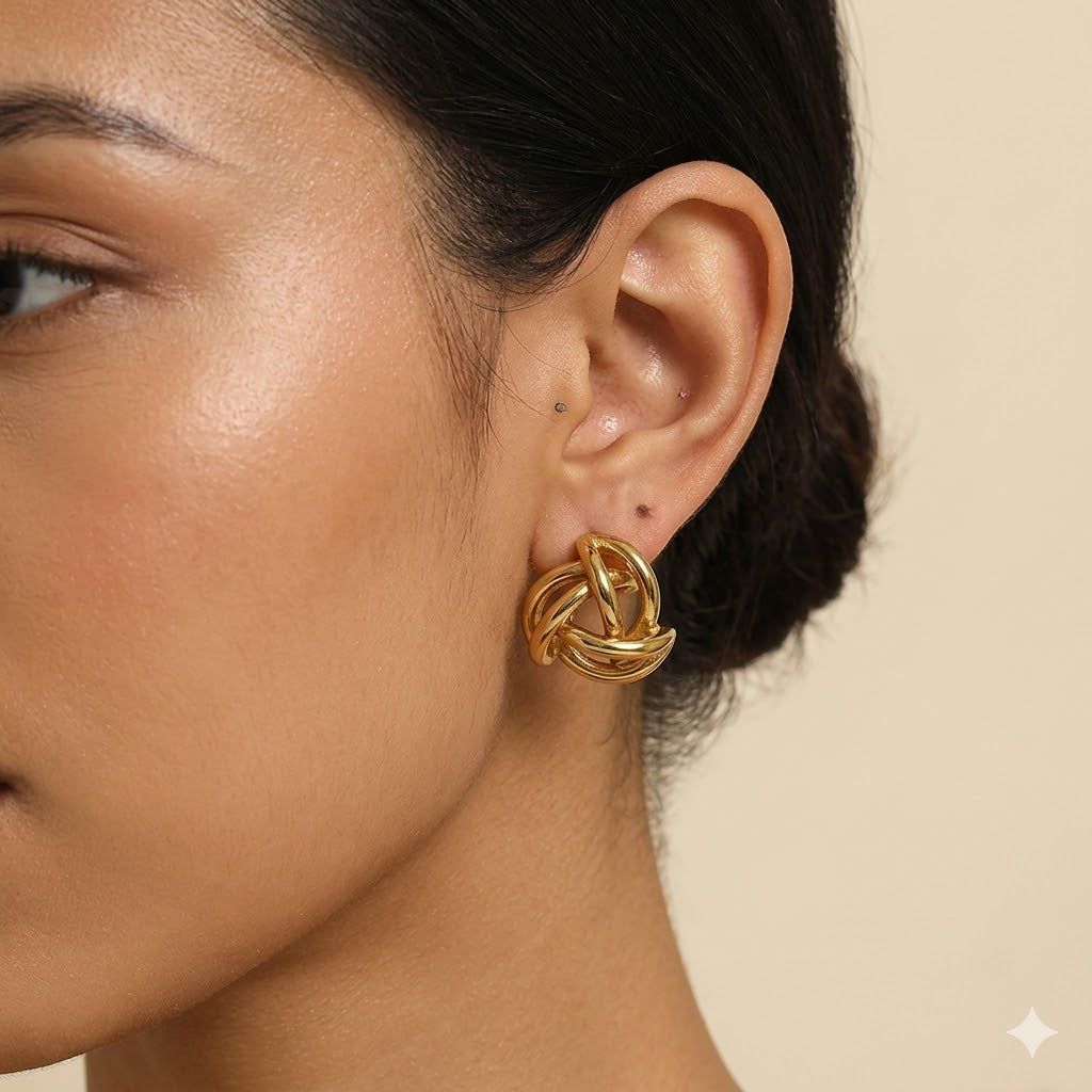 Aurora Knot Gold Stud Earrings