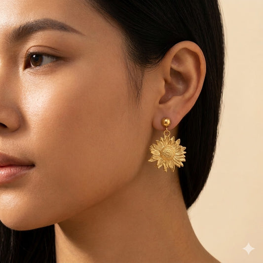 Soleil Sunflower Gold Earrings