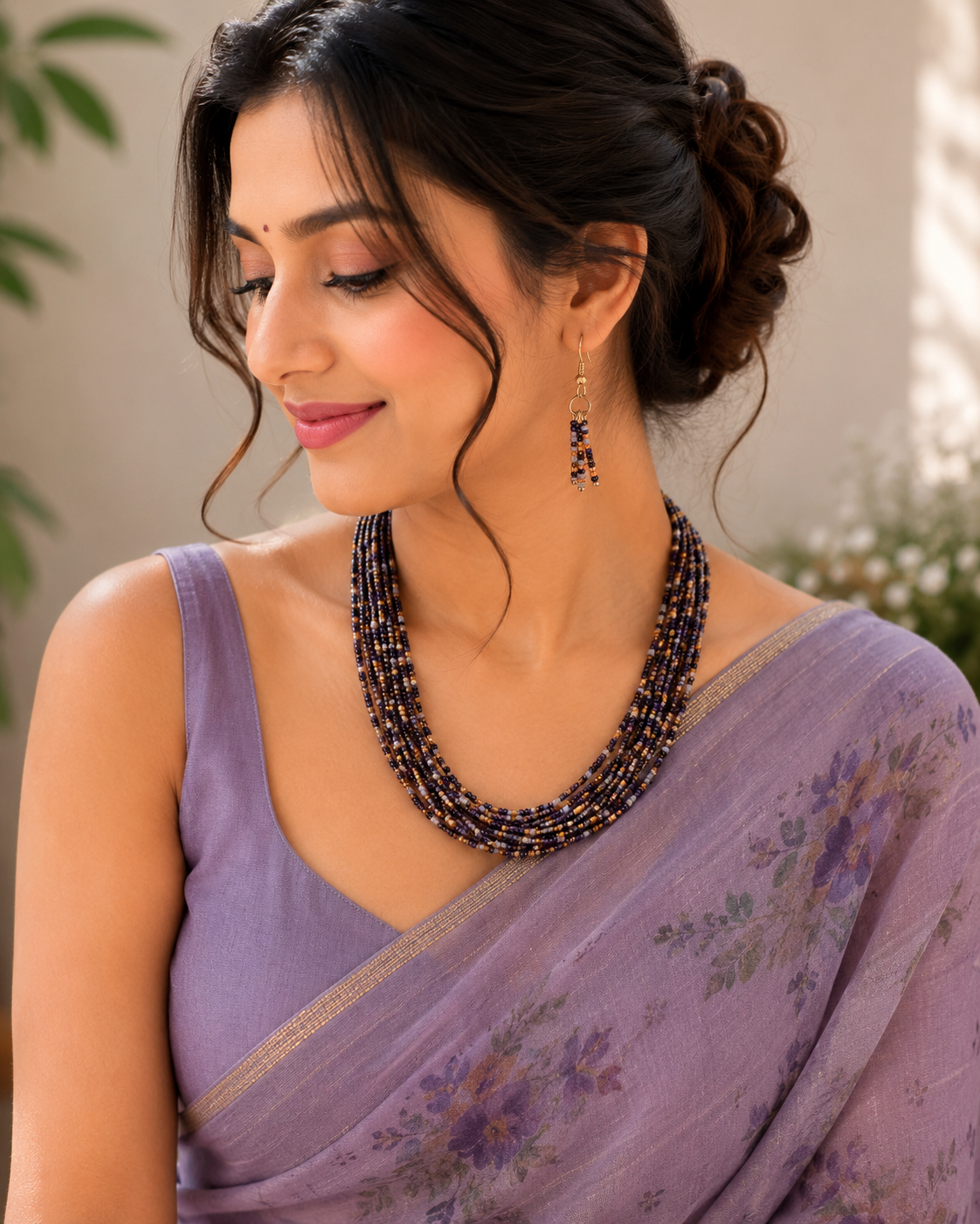 Saanvi Earthblend Layered Beaded Necklace Set